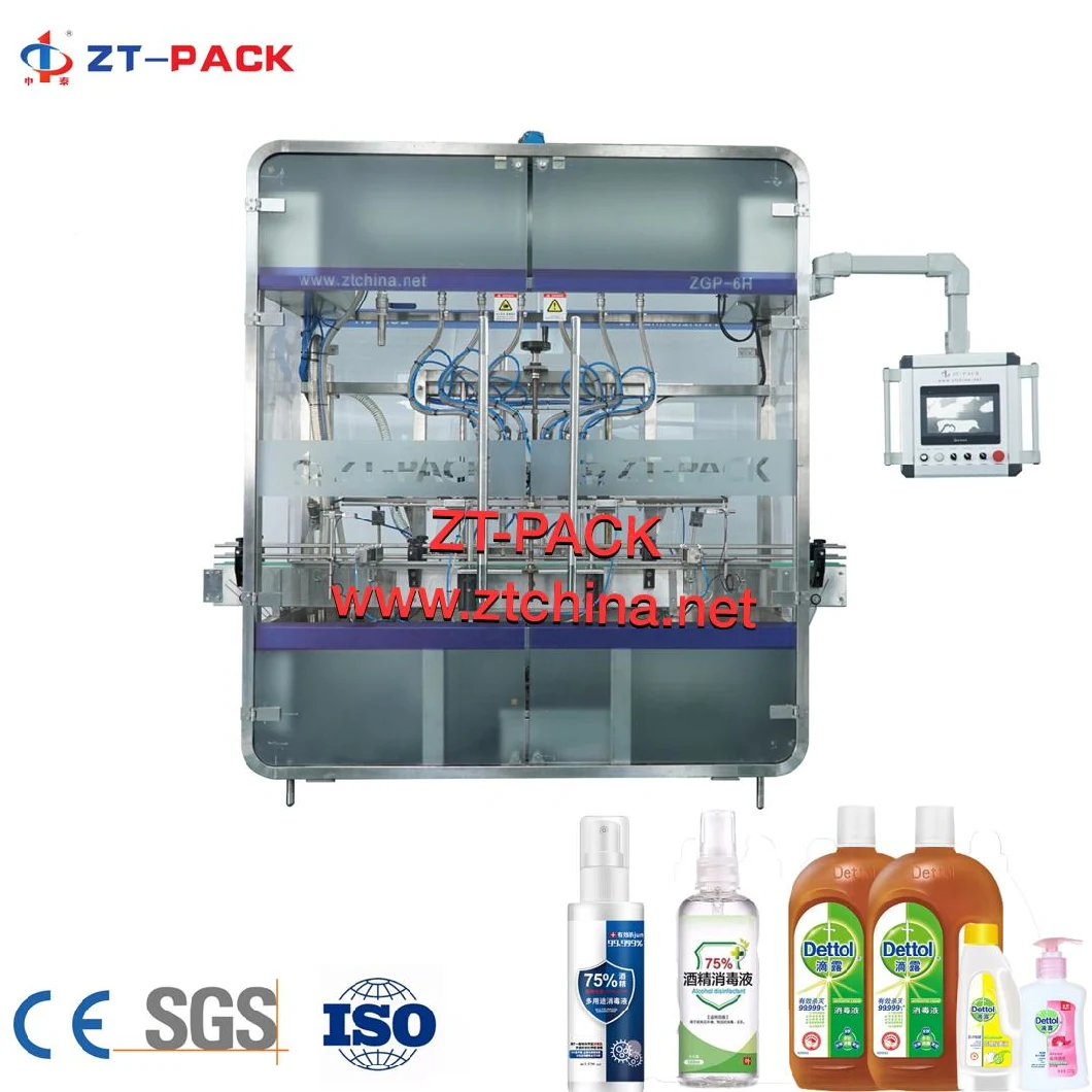 Automatic Dettol Disinfectant Gravity Filler Equipment for Antiseptic Glass Cleaner Sanitizer Foamy Liquid Dosing Bottle Packaging Filling Packing Machine