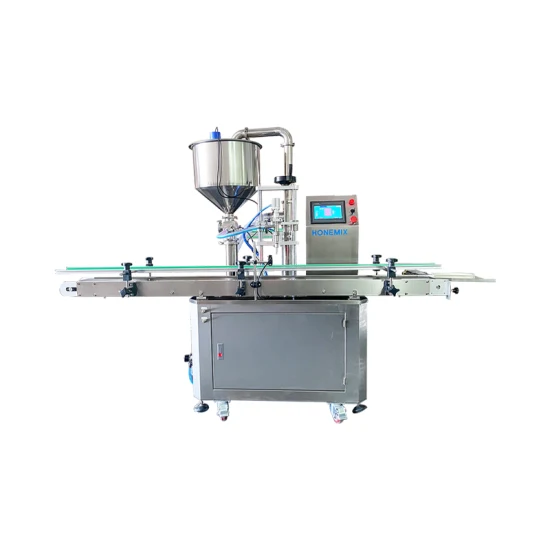 Cost Effective Honemix Automatic Piston Cosmetic Daily Cream/Lotion/Shampoo/Liquid Soap/Show Gel/Detergent Filler System Bottle Filling Machine with Conveyor