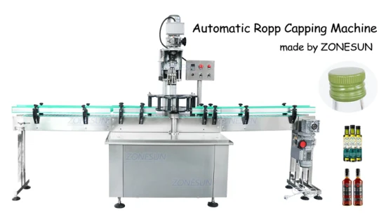 Zonesun Automatic Single Head Ropp Aluminium Cover Liquor Glass Wine Bottles Pilfer Proof Caps Screw Locking Capping Machines